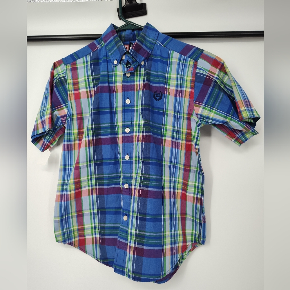 Chaps Kids Multicolor Plaid Short Sleeve Button-Down Shirt Size Medium 10/12